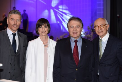 Conférence de presse pour l'inauguration de Baselworld 2016: F. Thiébaud, E. Bertrand S. Ritter et R. Kamm.