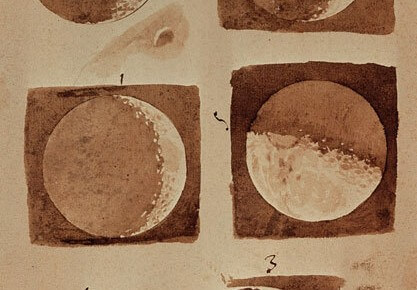 Galileo Galilei, observations lunaires, manuscrit, 1609. Ces aquarelles représentent les diverses phases de la lune - Biblioteca Nazionale Centrale di Firenze, Ms. Gal. 48, f. 28 - Facsimile. © IMSS