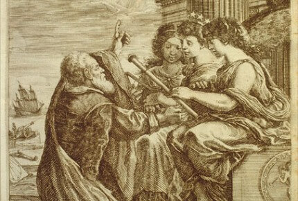 Galileo showing the Medicean planets to the personifications of Optics, Astronomy and Mathematics - Galileo Galilei