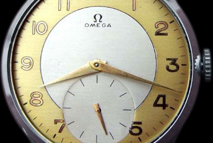 Montre Omega Circa 1950. Cadran entièrement peint. Boîtier, aiguilles et remontoir de provenance incertaine © Fabrice Guéroux