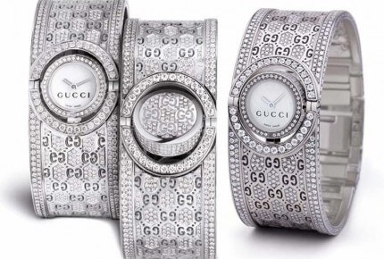 Gucci présentera, lors du prochain salon de Bâle, la Diamond Twirl, une version « sertie » d’un modèle à bracelet esclave qui relevait pratiquement déjà de la joaillerie.