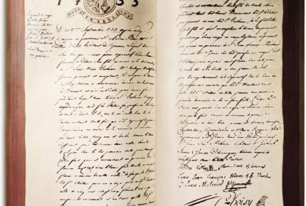 Apprenticeship agreement between Jean-Marc Vacheron and his first apprentice, Esaïe Jean François Hetier, September 17th 1755 © Vacheron Constantin