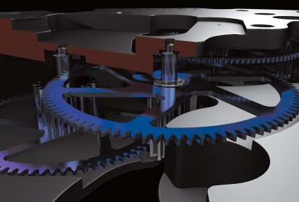 Vue sur le train de rouage en silicium de la nouvelle Breitling Superocean Heritage Chronoworks.