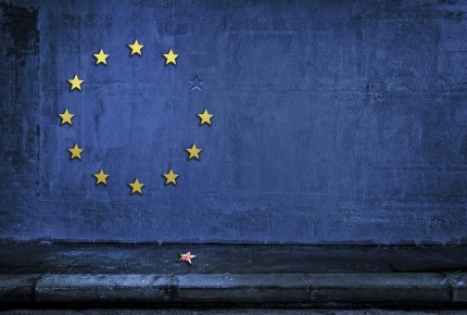 The British exit from eurozone Brexit- European Union flag