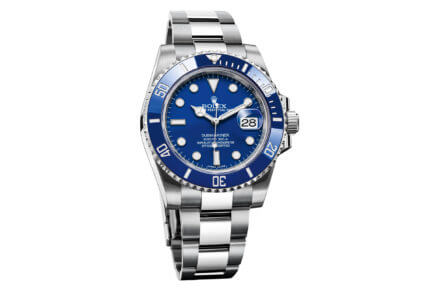 Rolex Oyster Submariner Date in 18k white gold with blue dial and bezel