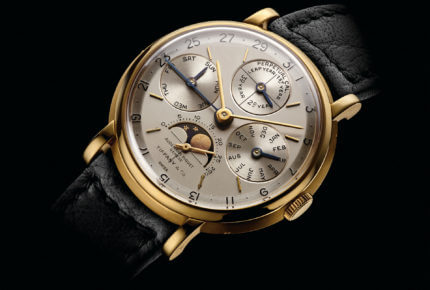 Perpetual calendar wristwatch, 18-carat yellow gold case, calibre 13VZSSQP. Movement made in 1957, watch sold in 1969 to Vacheron Constantin