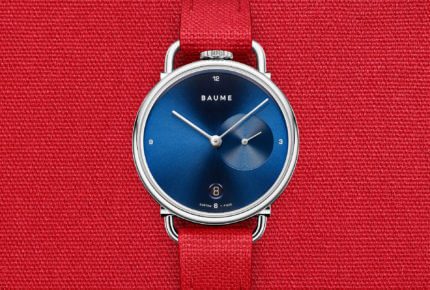 Custom Timepiece (bracelet en coton rouge) © Baume