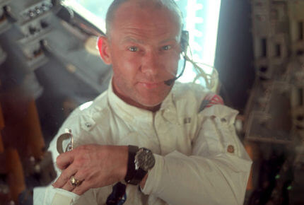Astronaut Buzz Aldrin wearing his Speedmaster.