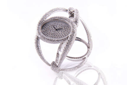 Piaget 18k white gold and diamond set manual winding bangle watch