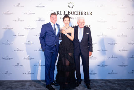 Ouverture de la boutique Carl F. Bucher à Hong Kong en présence de son CEO Sascha Moeri, de Li Bingbing, ambassadrice internationale de la marque, et de Joerg G. Bucherer (Septembre 2018) - PPRCarl F. Bucherer