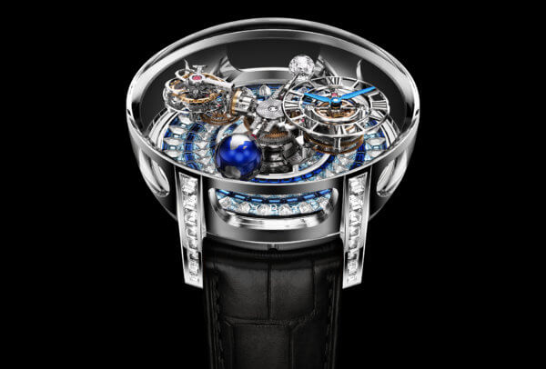 The Jacob & Co. Astronomia 3-D Setting with 15.44 carats of diamonds and sapphires.