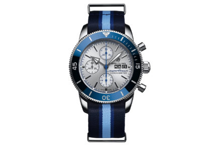 Breitling SuperOcean Heritage Ocean Conservancy Limited Edition, with stainless steel case, a ceramic bezel and hands coated in blue Super-LumiNova.