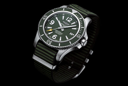 The Breitling Superocean Outerknown, with green NATO-style Econyl strap.