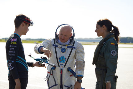 The Breitling Aviation Pioneers Squad: Luke Bannister, Scott Kelly and Rocio González Torres.
