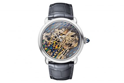 Ronde Louis Cartier Straw and Gold Marquetry watch © Cartier