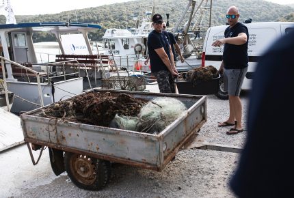 Abandoned fishing nets recovered in the Adriatic Sea in Coratia